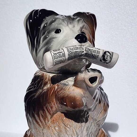 Rare-Vtg 1987--Paul Cardew-South West Ceramics-Terrier Dog with Newspaper Teapot - Picture 6 of 16